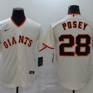 MLB San Francisco Giants #28 Posey Cream Game Nike Jersey
