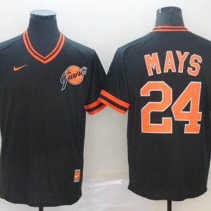 MLB San Francisco Giants #24 Mays Black Throwback Mens Jersey