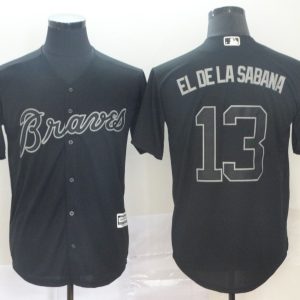 MLB Braves #13 Ronald Acuna Jr. El de la Sabana Black 2019 Players Weekend Player Men Jersey