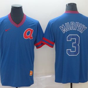 Atlanta Braves #3 Murphy Blue Throwback Men Jersey