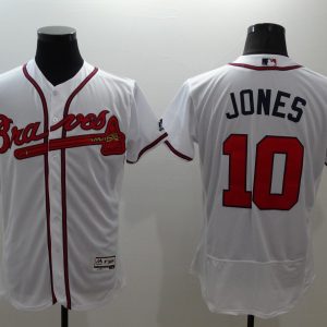 Majestic MLB Atlanta Braves #10 Jones White Elite Jersey