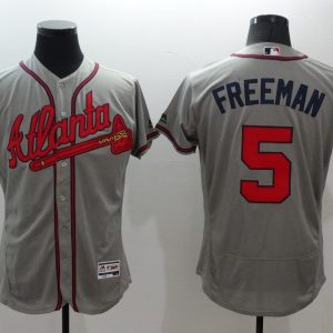 Majestic MLB Atlanta Braves #5 Freeman Grey Elite Jersey