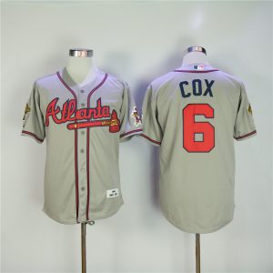 MLB Atlanta Braves #6 Cox Grey Throwback Jersey