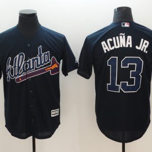 MLB Atlanta Braves #13 Acuna JR. D.Blue Game Jersey