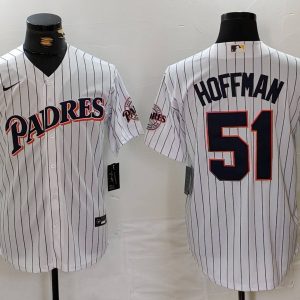 Men's San Diego Padres #51 Trevor Hoffman White 1998 World Series Cool Base Stitched
