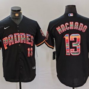 Men's San Diego Padres #13 Manny Machado Mexico Black Cool Base Stitched Baseball Jersey