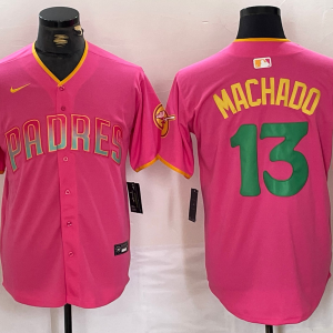 Men's San Diego Padres #13 Manny Machado Pink Cool Base Stitched Baseball Jersey