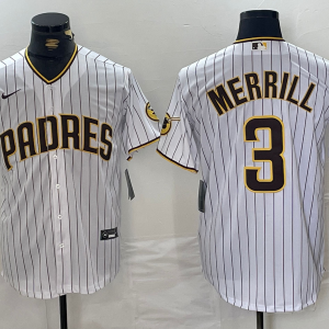 Men's San Diego Padres #3 Merrill White Cool Base Stitched Baseball Jersey