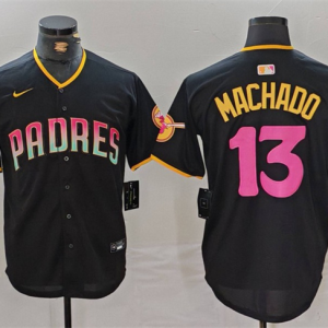 Men's San Diego Padres #13 Manny Machado Black Cool Base Stitched Baseball Jersey