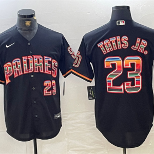 Men's San Diego Padres #23 Fernando Tatis Jr. Mexico Black Cool Base Stitched Baseball Jersey