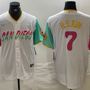 Men's San Diego Padres #7 Ha-Seong Kim White City Connect Cool Base Stitched Baseball Jersey