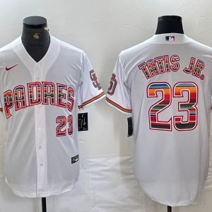 Men's San Diego Padres #23 Fernando Tatis Jr. Mexico White Cool Base Stitched Baseball Jersey