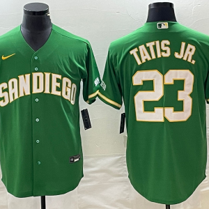 Men's San Diego Padres #23 Fernando Tatis Jr. Green Cool Base Stitched Baseball Jersey