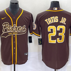 Men's San Diego Padres #23 Fernando Tatis Jr. Brown Cool Base Stitched Baseball Jersey