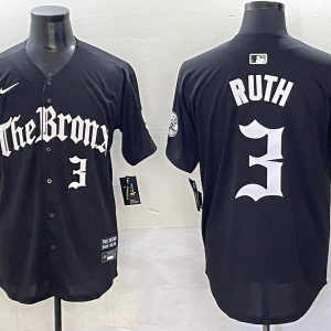 MLB New York Yankees #3 Babe Ruth Black 'Gothic Fog Edition' Vapor Premier Limited Jersey