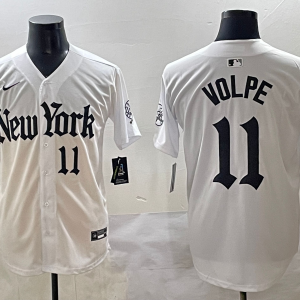 Men's New York Yankees #11 Anthony Volpe White 'Gothic Fog Edition' Vapor Premier Limited Jersey