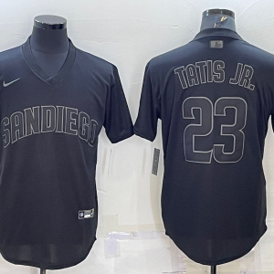 Men's San Diego Padres #23 Fernando Tatis Jr. Black Pitch Black Fashion Jersey