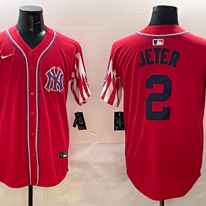 Men's New York Yankees #2 Derek Jeter Red American Style Limited Stitched Jersey