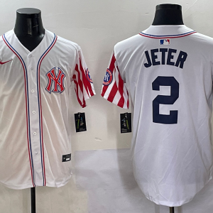 Men's New York Yankees #2 Derek Jeter White American Style Limited Stitched Jersey