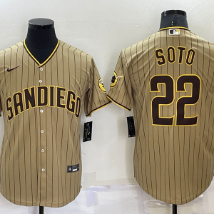 MLB San Diego Padres #22 Soto Brown Strip Game Nike Jersey
