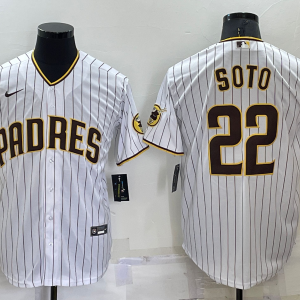 MLB San Diego Padres #22 Soto White Strip Game Nike Jersey