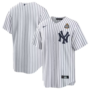 Men's New York Yankees Blank White 2024 World Series Stitched Baseball Jersey
