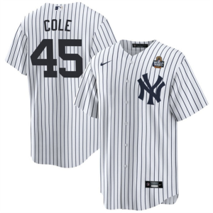 Men's New York Yankees #45 Gerrit Cole White 2024 World Series With Name Jersey