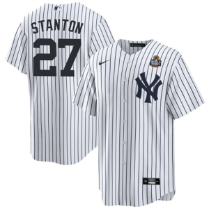 Men's New York Yankees #27 Giancarlo Stanton White 2024 World Series With Name Jersey