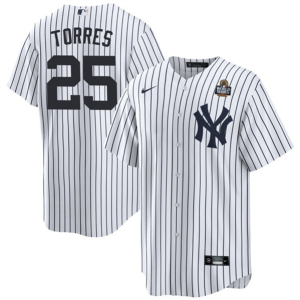 Men's New York Yankees #25 Gleyber Torres White 2024 World Series With Name Jersey