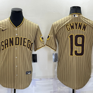 MLB San Diego Padres #19 Tony Gwynn Brown Strip Game Nike Jersey