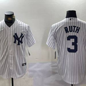 MLB New York Yankees #3 Babe Ruth White Nike Game Jersey