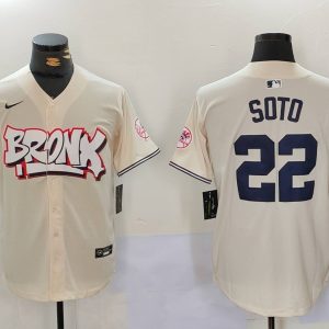 Men's New York Yankees #22 Juan Soto Cream Baseball Jersey