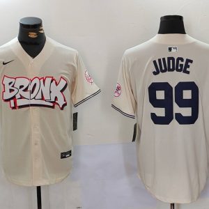 Men's New York Yankees #99 Aaron Judge Cream Baseball Jersey