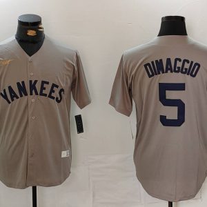 MLB New York Yankees #5 Joe DiMaggio Grey Game Nike Jersey
