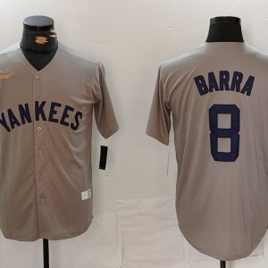 Men's New York Yankees #8 Yogi Berra Grey Cool Base Stitched Baseball Jersey