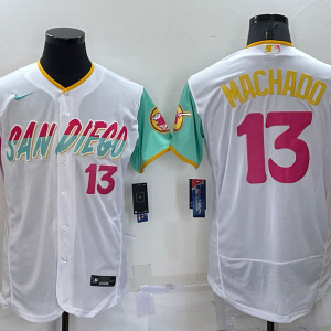 MLB San Diego Padres #13 Manny Machado White 2022 City Connect Flex Base Elite Jersey