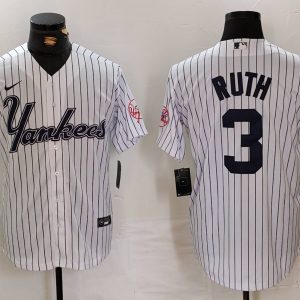 Men's New York Yankees #3 Babe Ruth White Cool Base Stitched Baseball Jersey