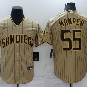 MLB San Diego Padres #55 Manaea Brown Strip Game Nike Jersey