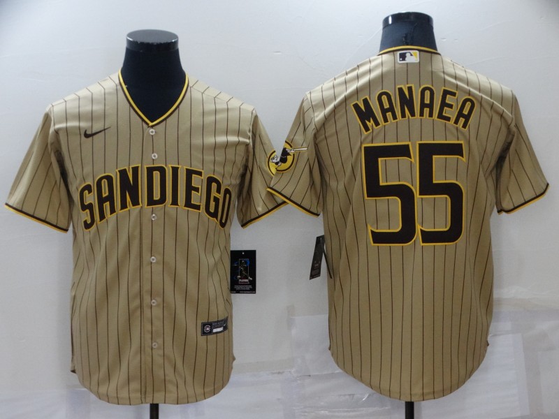 MLB San Diego Padres #55 Manaea Brown Strip Game Nike Jersey
