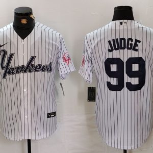 Men's New York Yankees #99 Aaron Judge White Cool Base Stitched Baseball Jersey