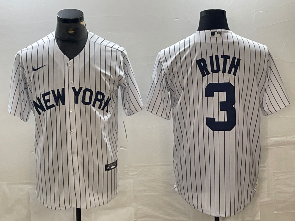 MLB New York Yankees #3 Ruth White Game Nike Jersey