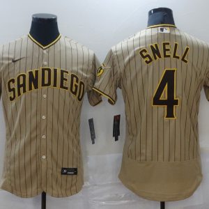 MLB San Diego Padres #4 Blake Snell Tan Brown Flex Base Elite Jersey