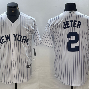 MLB New York Yankees #2 Derek Jeter Navy White Game Nike Jersey