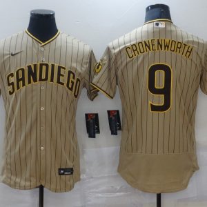 MLB San Diego Padres #9 Jake Cronenworth Tan Brown Flex Base Elite Jersey