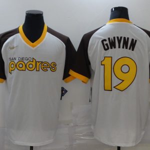 MLB San Diego Padres White #19 Tony Gwynn Throwback Jersey
