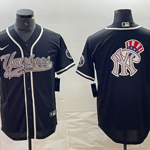 Men's New York Yankees Black Team Big Logo Cool Base Stitched Baseball Jersey