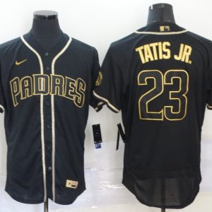 MLB San Diego Padres #23 Fernando Tatis Jr. Black Golden Flex Base Elite Jersey