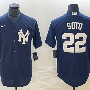 Men's New York Yankees #22 Juan Soto Navy Cool Base Stitched Baseball Jersey