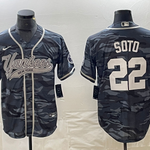 Men's New York Yankees #22 Juan Soto Gray Camo Cool Base Stitched Baseball Jersey