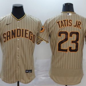 MLB San Diego Padres #23 Fernando Tatis Jr. 2020 Brown Strip Flex Base Elite Jersey